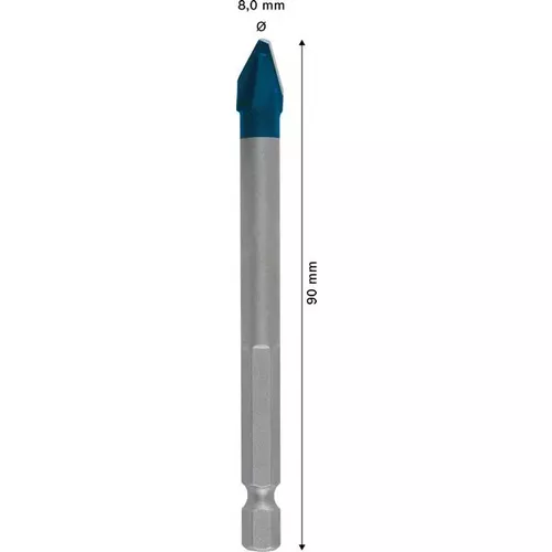 Spirálový vrták EXPERT HEX-9 HardCeramic 8 × 90 mm BOSCH 2608900592