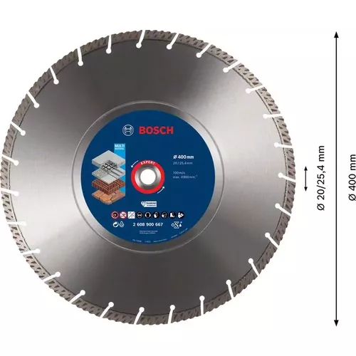 Diamantový dělicí kotouč EXPERT MultiMaterial 400 × 20/25,40 × 3,3 × 12 mm BOSCH 2608900667