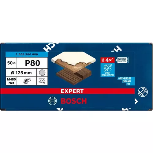 Brusná mřížka EXPERT M480 pro vibrační brusky 125 mm, G 80 50 ks BOSCH 2608900680