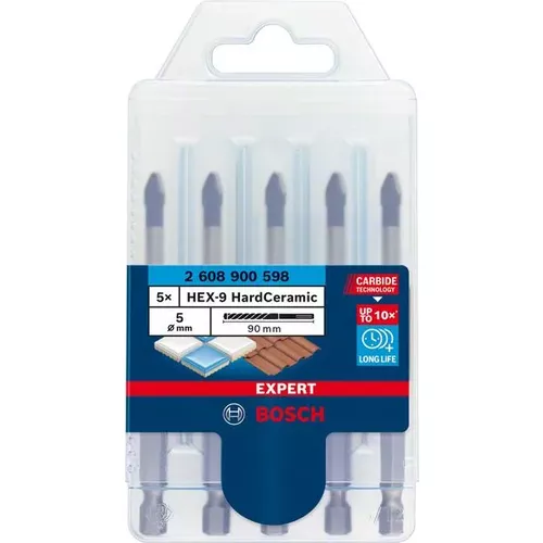 Vrtáky do střešních tašek EXPERT HEX-9 HardCeramic 5 mm, 5 ks BOSCH 2608900598