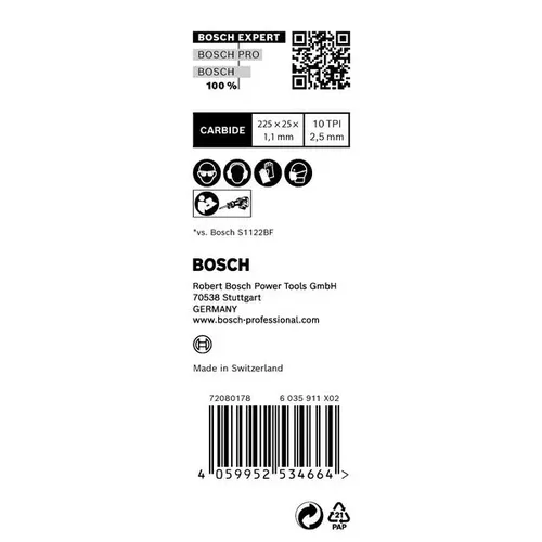 List do pily ocasky S 1155 HHM EXPERT Medium-Thick Tough Metal, 10 ks BOSCH 2608900376