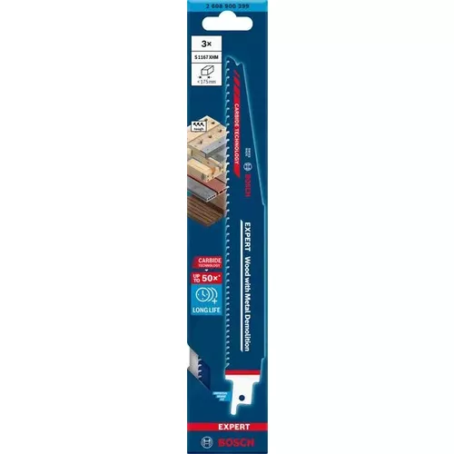 Pilové list do pily ocasky EXPERT Wood with Metal Demolition S 1167 XHM, 3 ks BOSCH 2608900399