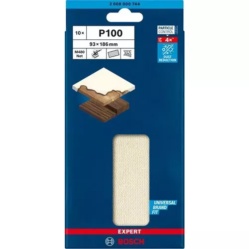 Brusné mřížky EXPERT M480 pro vibrační brusky 93 × 186 mm, P100, 10 ks BOSCH 2608900744