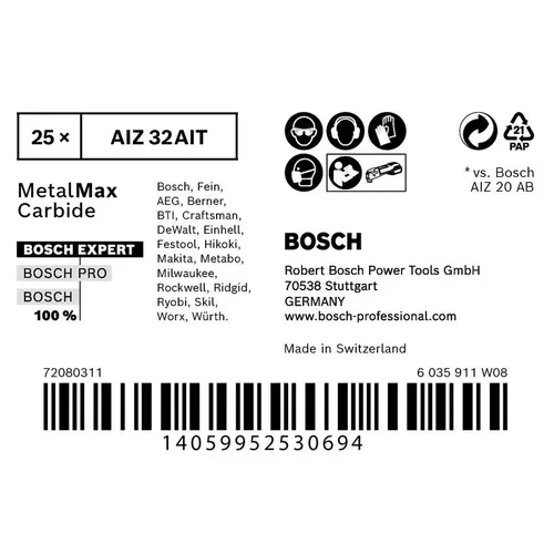 Ponorný pilový list EXPERT MetalMax AIZ 32 AIT 40 × 32 mm BOSCH 2608900017