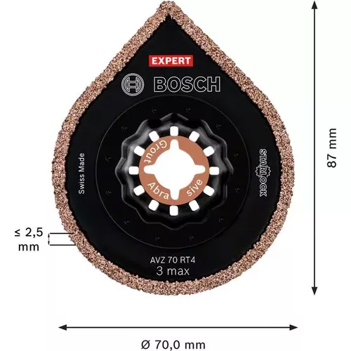 Odstraňovač malty EXPERT 3 max AVZ 70 RT4 pro víceúčelové nástroje, 70 mm BOSCH 2608900041