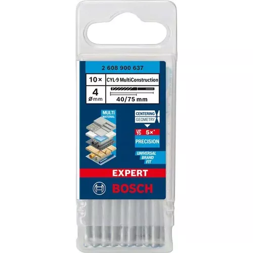 Spirálový vrták EXPERT CYL-9 MultiConstruction 4 × 40 × 75 mm, 10 ks BOSCH 2608900637