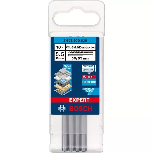 Spirálový vrták EXPERT CYL-9 MultiConstruction 5,5 × 50 × 85 mm, 10 ks BOSCH 2608900639