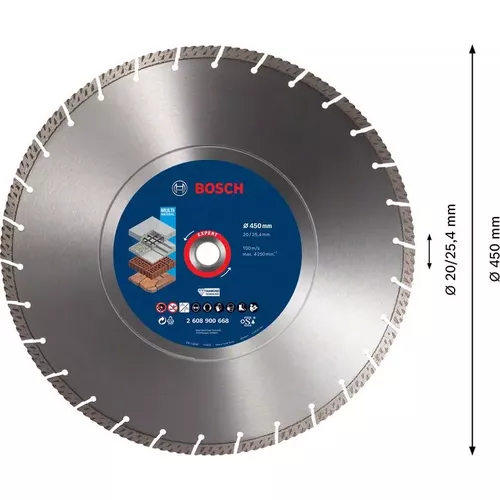 Diamantový dělicí kotouč EXPERT MultiMaterial 450 × 25,40 × 3,3 × 12 mm BOSCH 2608900668