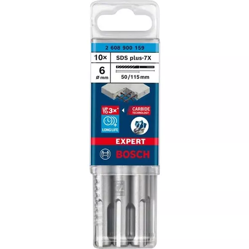 Vrták do kladiv EXPERT SDS plus-7X, 6 × 50 × 115 mm, 10 ks BOSCH 2608900159