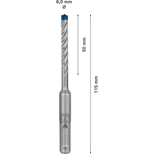 Vrták do kladiv EXPERT SDS plus-7X, 6 × 50 × 115 mm, 10 ks BOSCH 2608900159