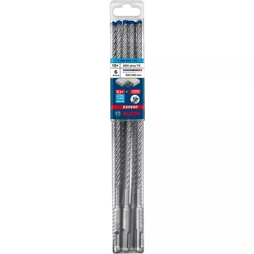 Vrtáky do kladiv EXPERT SDS plus-7X, 6 × 200 × 265 mm, 10 ks BOSCH 2608900162