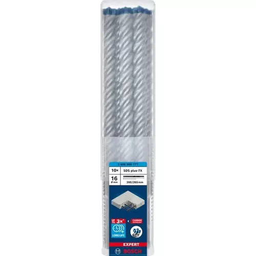 Vrták do kladiv EXPERT SDS plus-7X, 16 × 200 × 265 mm, 10 ks BOSCH 2608900177