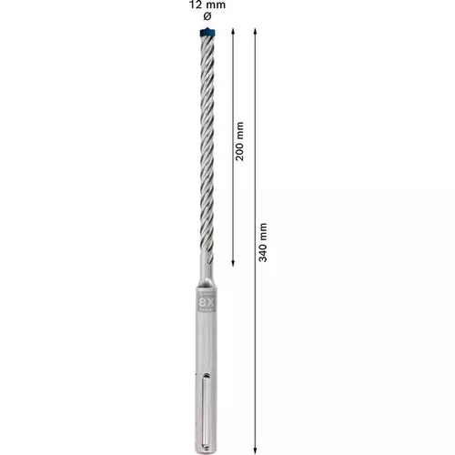 Vrták do kladiv EXPERT SDS max-8X, 12 × 200 × 340 mm BOSCH 2608900201