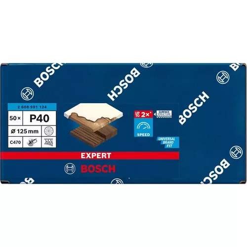 Brusný papír EXPERT C470 s více otvory pro vibrační brusky 125 mm, G 40 50 ks BOSCH 2608901124