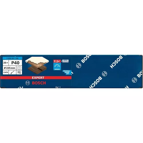 Brusný papír EXPERT C470 s 19 otvory pro brusky na sádrokarton 225 mm, G 40, 25 ks BOSCH 2608901146