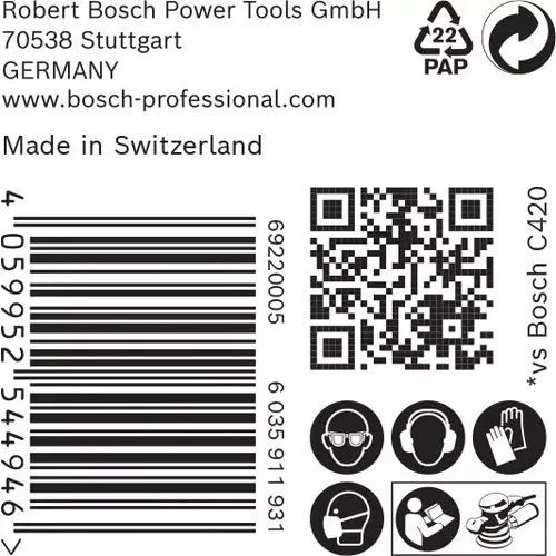 Brusný papír EXPERT C470 bez otvorů pro úhlové brusky a vrtačky 125 mm, G 400 50 ks BOSCH 2608901156