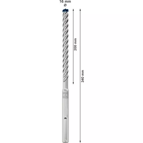 Vrták do kladiv EXPERT SDS max-8X, 16 × 200 × 340 mm BOSCH 2608900214