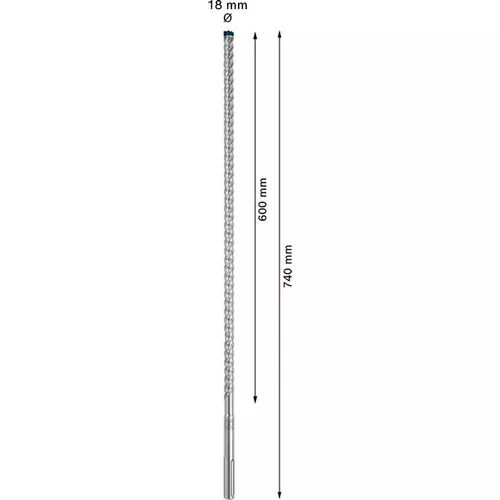 Vrták do kladiv EXPERT SDS max-8X, 18 × 600 × 740 mm BOSCH 2608900223