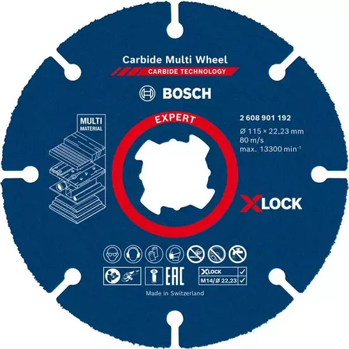 Víceúčelové řezné kotouče EXPERT Carbide Multi Wheel X-LOCK 115 mm, 22,23 mm BOSCH 2608901192