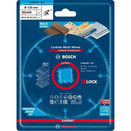 Víceúčelový řezný kotouč EXPERT Carbide Multi Wheel X-LOCK 125 mm, 22,23 mm BOSCH 2608901193