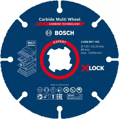 Víceúčelový řezný kotouč EXPERT Carbide Multi Wheel X-LOCK 125 mm, 22,23 mm BOSCH 2608901193