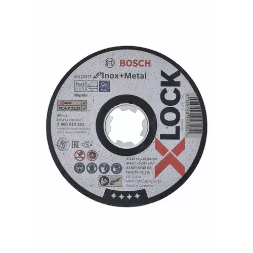 Ploché řezné kotouče Expert for Inox+Metal systému X-LOCK, 115×1×22,23  BOSCH 2608619263