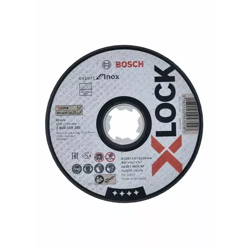 Ploché řezné kotouče Expert for Inox systému X-LOCK, 125×1,6×22,23  BOSCH 2608619265