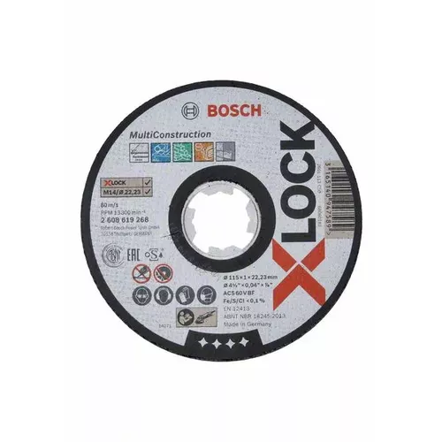 Ploché řezné kotouče Multi Material systému X-LOCK, 115×1×22,23  BOSCH 2608619268