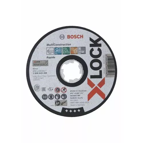 Ploché řezné kotouče Multi Material systému X-LOCK, 125×1×22,23  BOSCH 2608619269