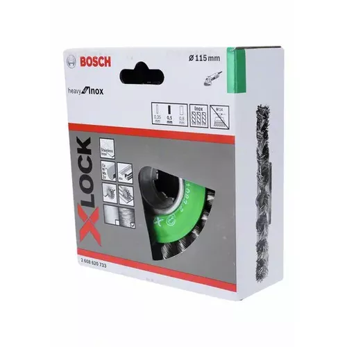 Kotoučový kartáč systému X-LOCK, copánkový, 115, nerezová ocel  BOSCH 2608620733