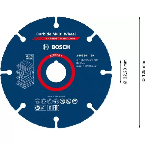 Řezné kotouče EXPERT Carbide Multi Wheel 125 mm, 22,23 mm BOSCH 2608901189