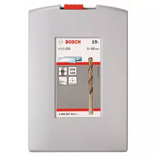 19dílná sada spirálových vrtáků do kovu HSS-Co, ProBox, DIN 338 (kobaltová slitina) 1–10 mm  BOSCH 2608587014