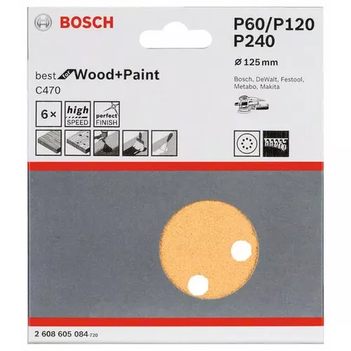 Brusný papír C470, balení 6 ks  BOSCH 2608605084