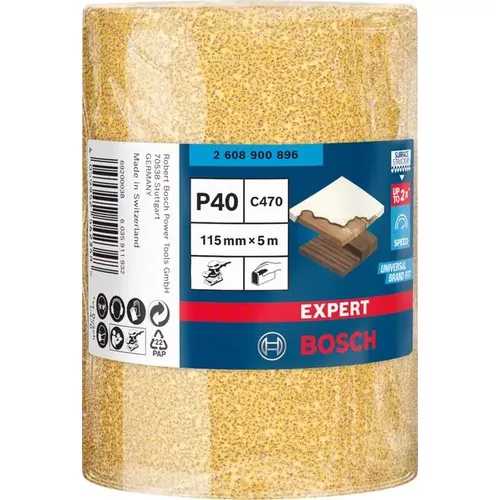 Role brusného papíru EXPERT C470 pro ruční broušení 115 mm, 5 m, G 40 BOSCH 2608900896