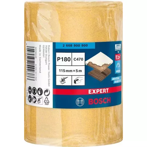 Role brusného papíru EXPERT C470 pro ruční broušení 115 mm, 5 m, P180 BOSCH 2608900900