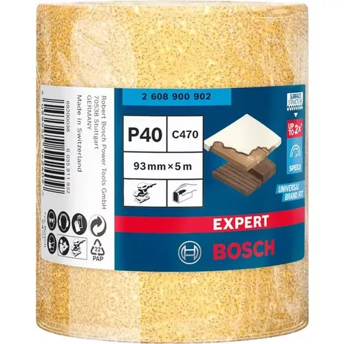 Role brusného papíru EXPERT C470 pro ruční broušení 93 mm, 5 m, G 40 BOSCH 2608900902