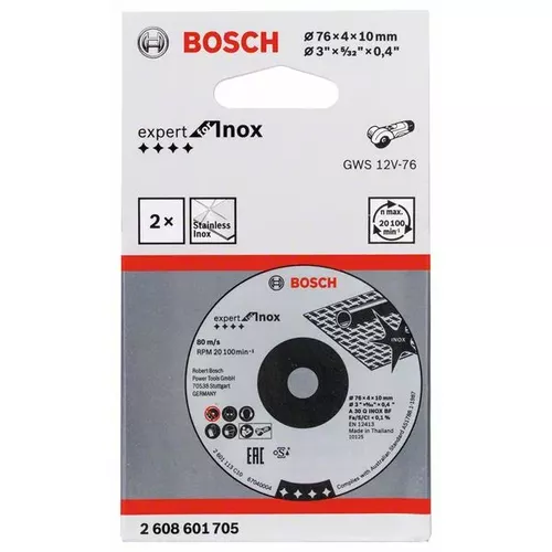 Brusný kotouč 76 × 4 × 10 mm, 2 ks, Expert for INOX  BOSCH 2608601705