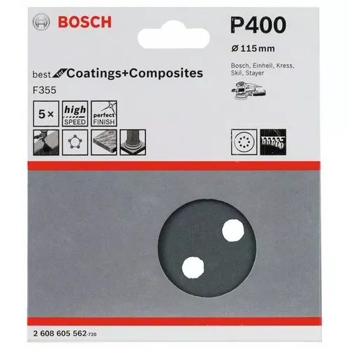 Brusný papír F355, balení 5 ks BOSCH 2608605562