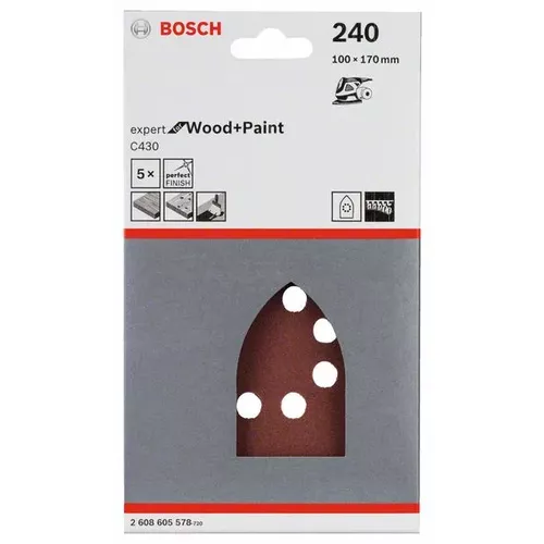 5dílná sada brusných papírů C430 BOSCH 2608605578