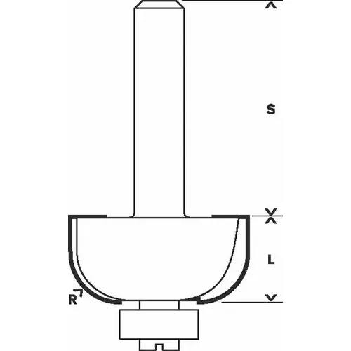 Dlabací fréza s kuličkovým ložiskem, 12 mm, R1 12 mm, D 36,7 mm, L 16 mm, G 70 mm  BOSCH 2608628474