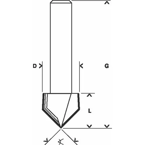 Drážkovací fréza tvaru V, Expert for Wood, 8 mm, D 12,7 mm, L 10 mm, G 44,5 mm, G 90°  BOSCH 2608629369