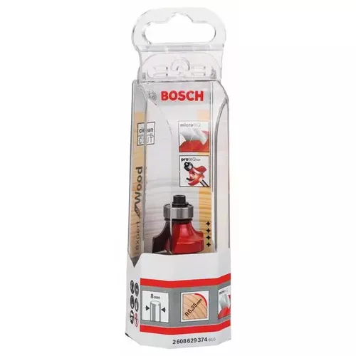 Zaoblovací fréza Expert for Wood, 8 mm, D 25,4 mm, R1 6,35 mm, L 12,7 mm, G 55 mm  BOSCH 2608629374