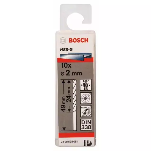 Vrtáky do kovu HSS-G, DIN 338  BOSCH 2608595051