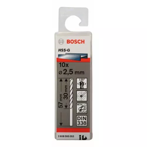 Vrtáky do kovu HSS-G, DIN 338  BOSCH 2608595053