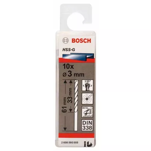 Vrtáky do kovu HSS-G, DIN 338  BOSCH 2608595055