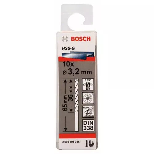 Vrtáky do kovu HSS-G, DIN 338  BOSCH 2608595056