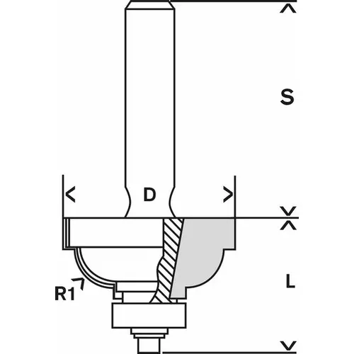 Fréza na tvorbu hran E, 8 mm, R1 9,5 mm, D 35 mm, L 16.2 mm, G 59 mm  BOSCH 2608628358