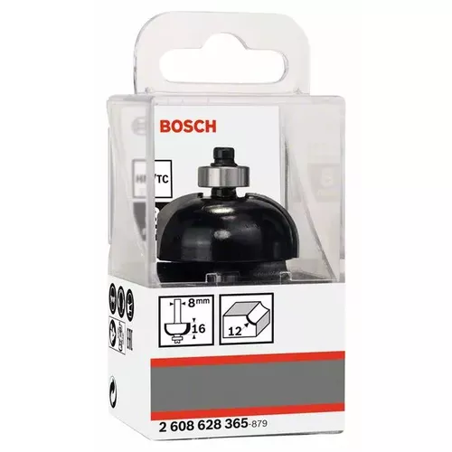 Dlabací fréza s kuličkovým ložiskem, 8 mm, R1 12 mm, D 36,7 mm, L 16 mm, G 58 mm  BOSCH 2608628365