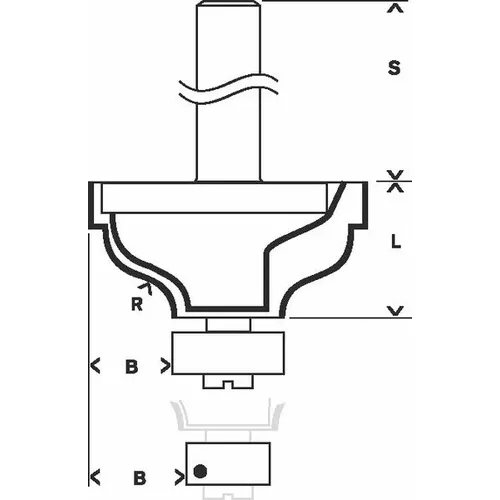 Fréza na tvorbu hran A, 8 mm, R1 4,8 mm, B 11 mm, L 14,3 mm, G 57 mm  BOSCH 2608628393