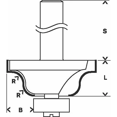 Fréza na tvorbu hran B, 8 mm, R1 6,3 mm, B 12,7 mm, L 17 mm, G 61 mm  BOSCH 2608628395